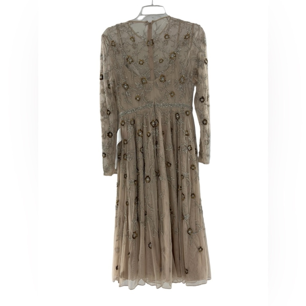 NWT Mac Duggal Beaded Illusion High Neck Long Sleeve A Line Gown 6 - Picture 10 of 11